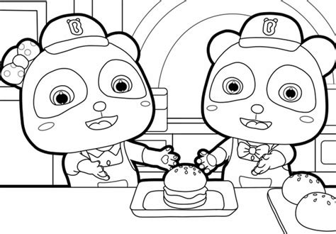 Kiki And Miumiu Eat Hamburger coloring page 